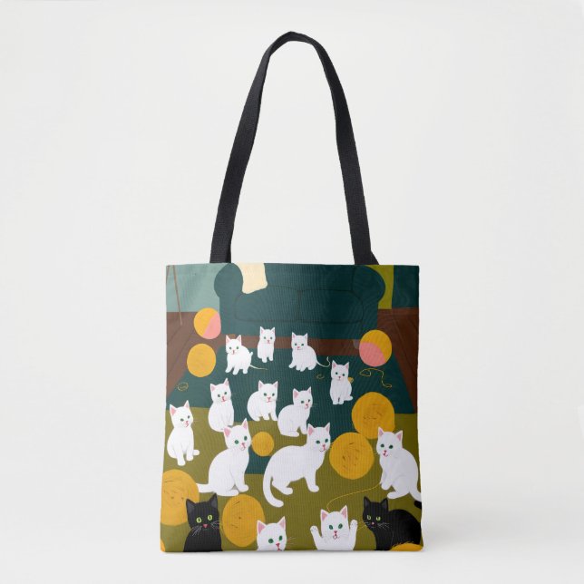 Tote Bag Chats et laine (Devant)