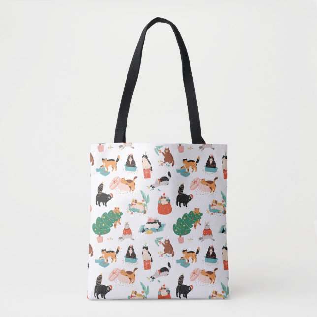 Tote Bag Chats et Motifs de Noël (Devant)
