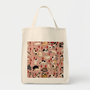 Tote Bag Chats japonais Woodblock ukiyo-e Vintage Kitty Fou