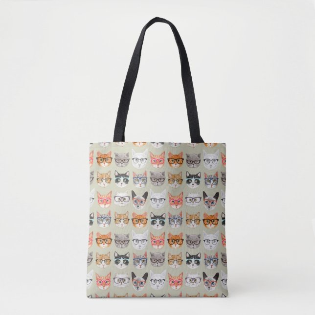 Tote Bag Chats mignons portant des lunettes Motif (Devant)