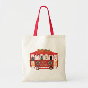 Tote Bag Chats Noël Trolly Meowy Noël