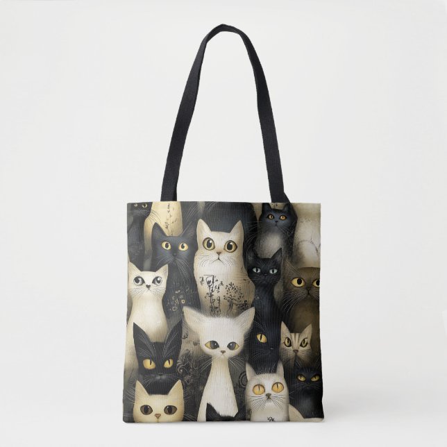 Tote Bag chats noirs et blancs (Devant)