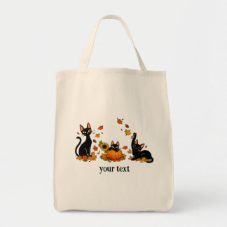 Tote Bag Chats noirs mignons Cadeau minimaliste d'automne a