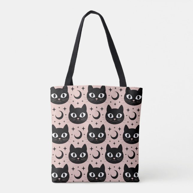 Tote Bag Chats noirs mignons & Halloween céleste (Dos)