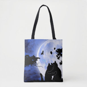 Tote Bag chats pleine lune
