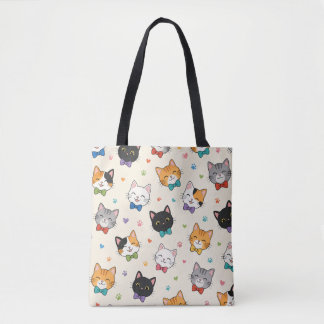 Tote Bag Chats souriants en nœuds papillon