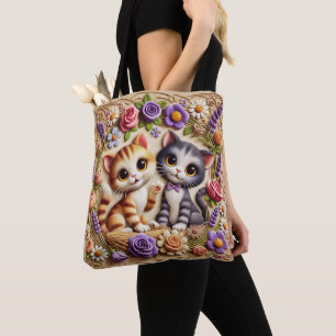 Tote Bag Chats Whimsical & Fourre-tout Florale