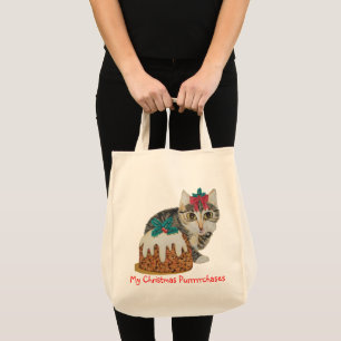 Tote Bag chatte chatte gris tabby chat habillé pour noël