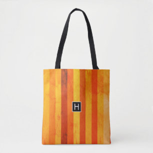 Tote Bag Chaud Patiné Orange Rouge rayures Monogramme