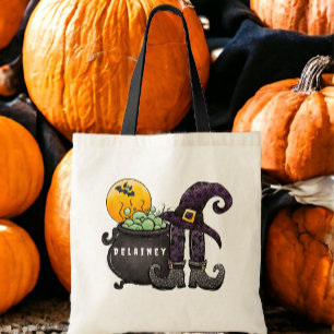 Tote Bag Chaudière de Sorcière Trick or Treat Nom de Bonbon