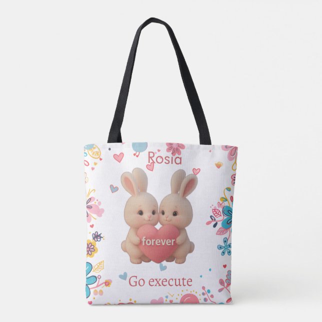 Tote Bag Chaussette de Noël Lapin – Charme de vacances pers (Dos)