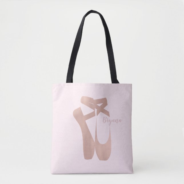 Tote Bag Chaussons de ballet roses personnalisés Ballerine  (Devant)