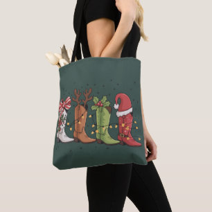 Tote Bag Chaussure de cowboy Noël Western Cowgirl Country X