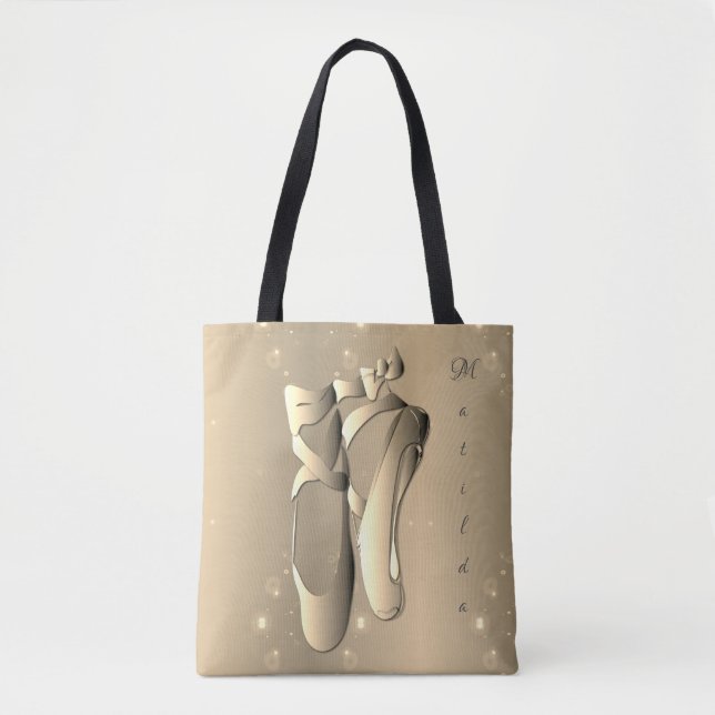 Tote Bag Chaussures Bronzy Ballet Toe avec nom (Devant)