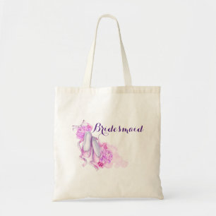 Tote Bag Chaussures de Ballet en Aquarelle Rose