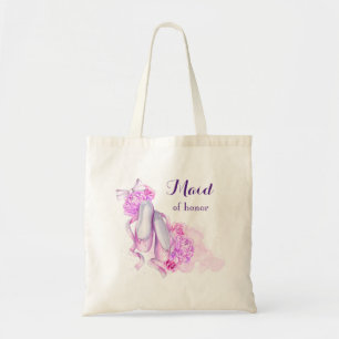 Tote Bag Chaussures de ballet en aquarelle rose