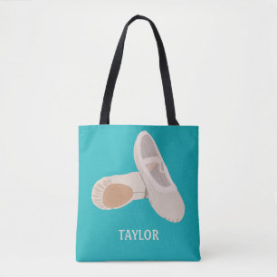 Tote Bag Chaussures de Ballet turquoise et Tan Personnalis