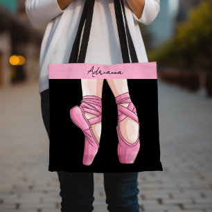 Tote Bag Chaussures en Ballet Rose dessinées à la main
