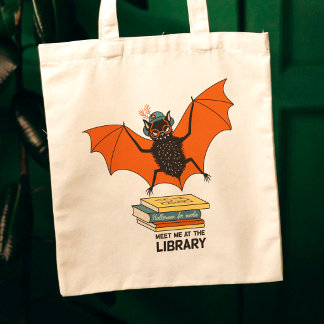 Tote Bag Chauve-souris lectrice | Bibliothécaire fantaisist