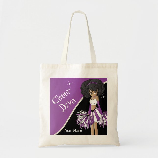 Tote Bag Cheer Diva Purple Pom-pom girl Girl (Devant)