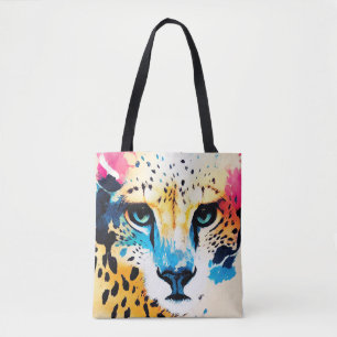 Tote Bag Cheetah Wild Nature Animal Couleur Art Peinture