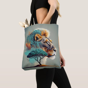 Tote Bag Chef de lion Safari Africain