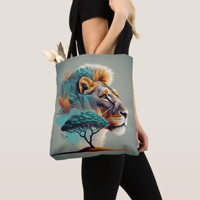 Tote Bag Chef de lion Safari Africain (De près)