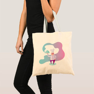 Tote Bag Chef souriant avec Moustache et plateau de service