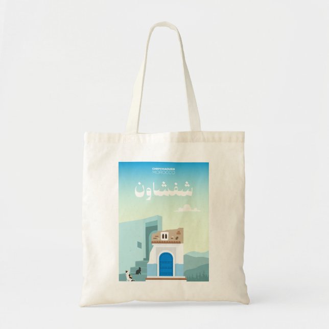 Tote Bag Chefchaouen Magic – Hand-Drawn Moroccan (Devant)