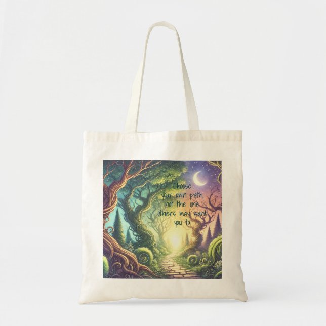 Tote Bag Chemin d'arborescence tordu et devis (Devant)