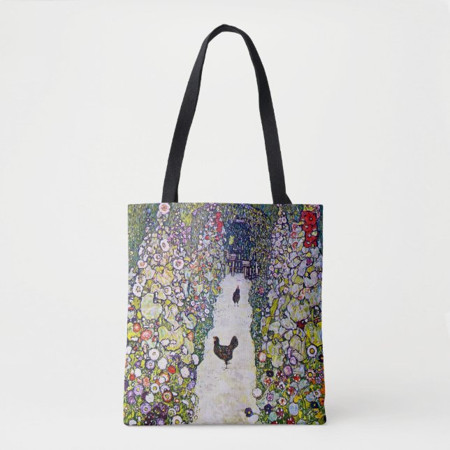 Tote Bag Chemin de jardin avec poulets, Gustav Klimt (Devant)