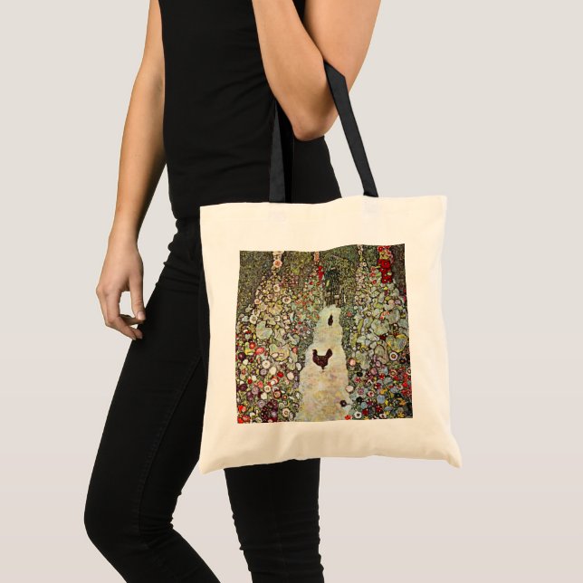 Tote Bag Chemin de jardin avec poulets, Gustav Klimt, Art N (Devant (produit))