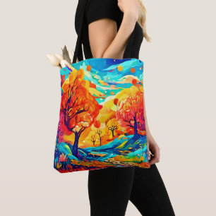 Tote Bag Chemin Envoûtant sous la Lune d'Automne