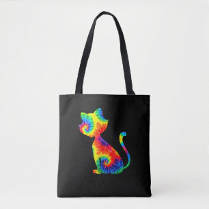 Tote Bag Chemise de chat de teinture _ Teinture colorée Tee