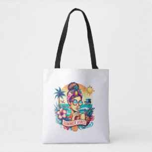 Tote Bag Chemise graphique à motif vintage surfeur tropical