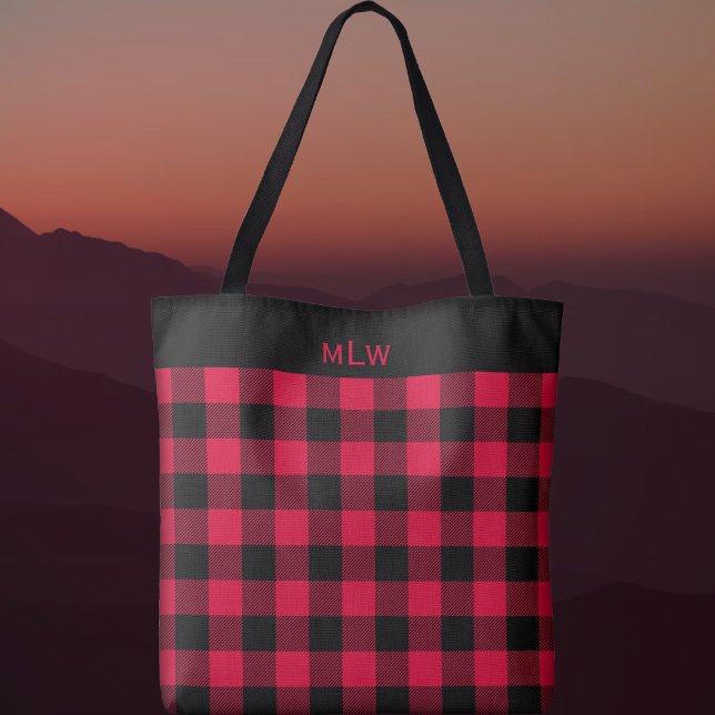 Tote Bag Chèque-bison noir et rouge (Créateur téléchargé)
