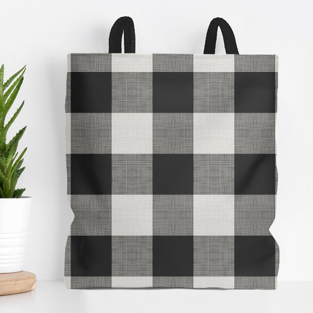 Tote Bag Chèque de buffle noir | Ferme moderne (Créateur téléchargé)