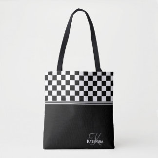 Tote Bag Chèque design personnalisé en noir et blanc