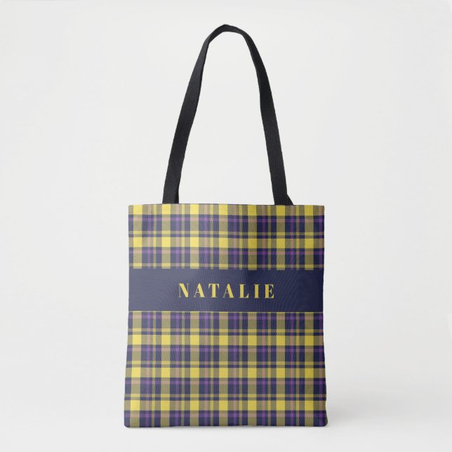Tote Bag chèque tartan hiver personnalisé (Devant)