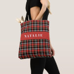 Tote Bag chèque tartan hiver personnalisé<br><div class="desc">chèque tartan sac fourre-tout d'hiver personnalisé. Amusant design festif de Noël.</div>