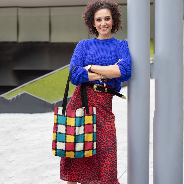 Tote Bag Chèques monochromes colorés (Créateur téléchargé)