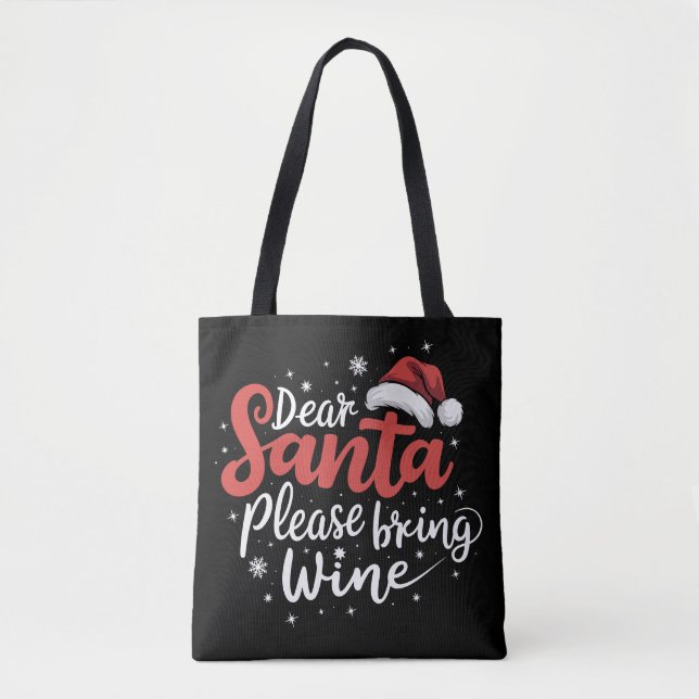 Tote Bag Cher Père Noël Apportez Du Vin Noël Boire (Devant)