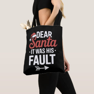 Tote Bag Cher Père Noël C'Était Sa Faute Couples de Noël No