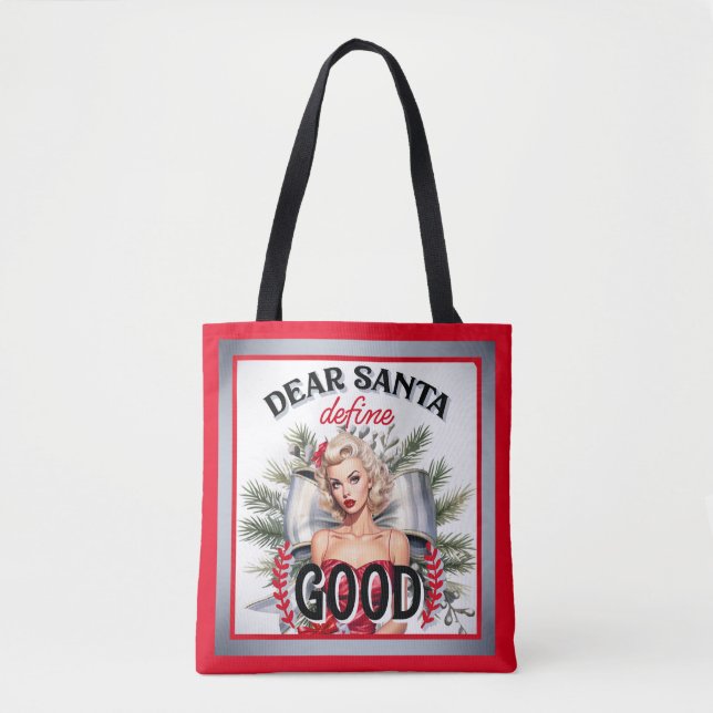 Tote Bag Cher Père Noël Définir une bonne Pinup Rétro (Devant)