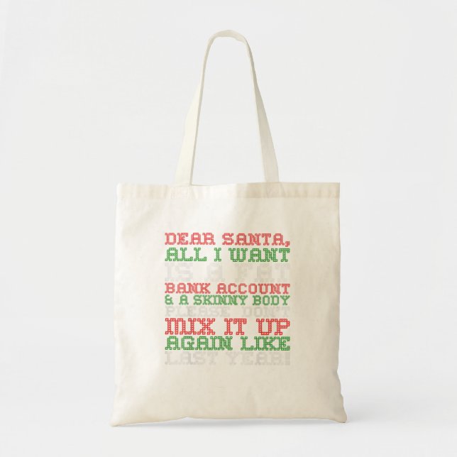 Tote Bag Cher Père Noël Tout ce que je veux Compte bancaire (Devant)