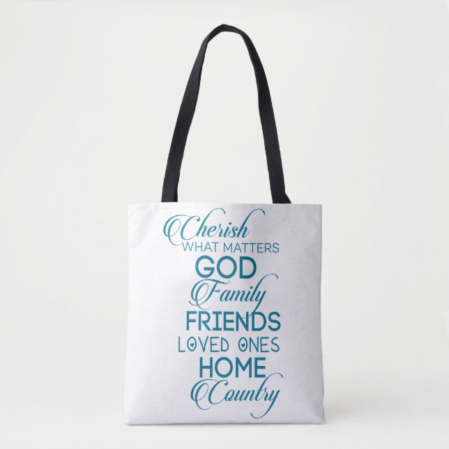 Tote Bag Chercher ce qui compte Turquoise (Devant)