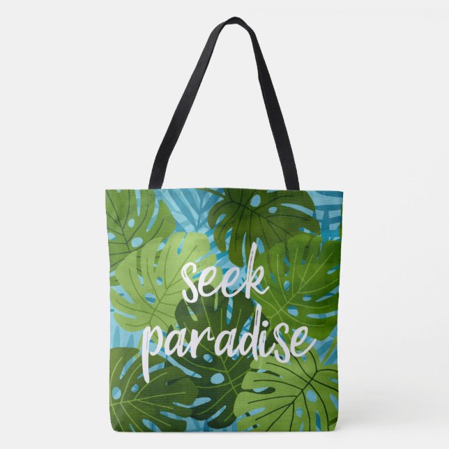 Tote Bag Cherchez le Paradis Feuille Hawaïenne de Monstera  (Devant)