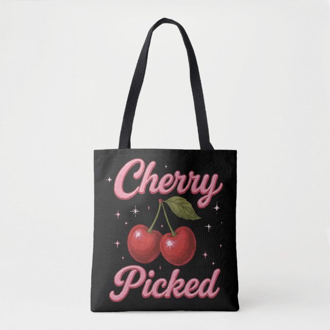 Tote Bag Cherry Picked Pink Sparkle Retro Glam (Devant)