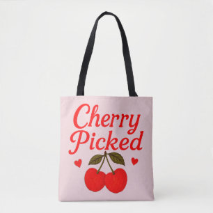 Tote Bag Cherry Pictures Coeurs Romantique Cottagecore rose