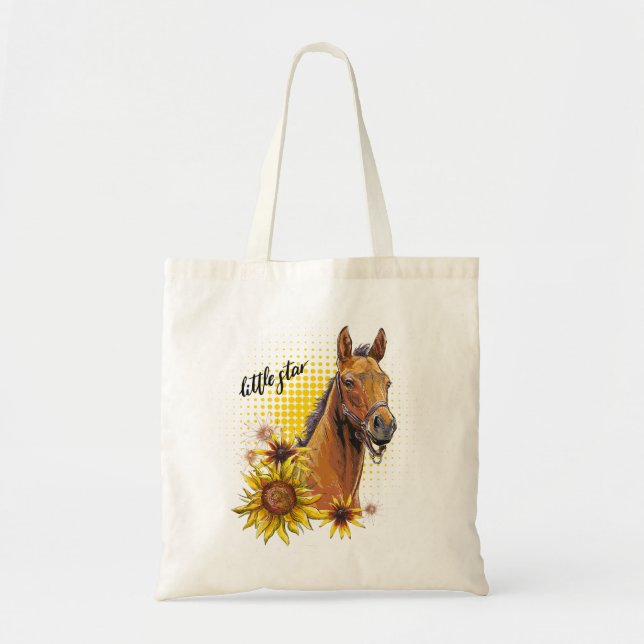 Tote Bag Cheval à main avec tournesol (Devant)